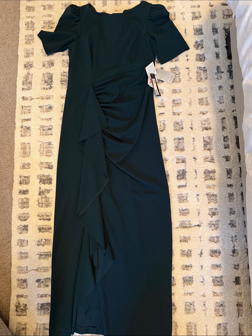 Xscape Elegant Women's Dark Green Ruffled Gown